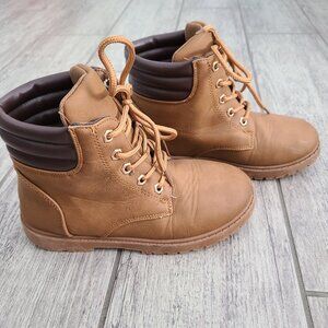 Rugged Bear Lace Up Ankle Boots Tan Brown Kids Size 13